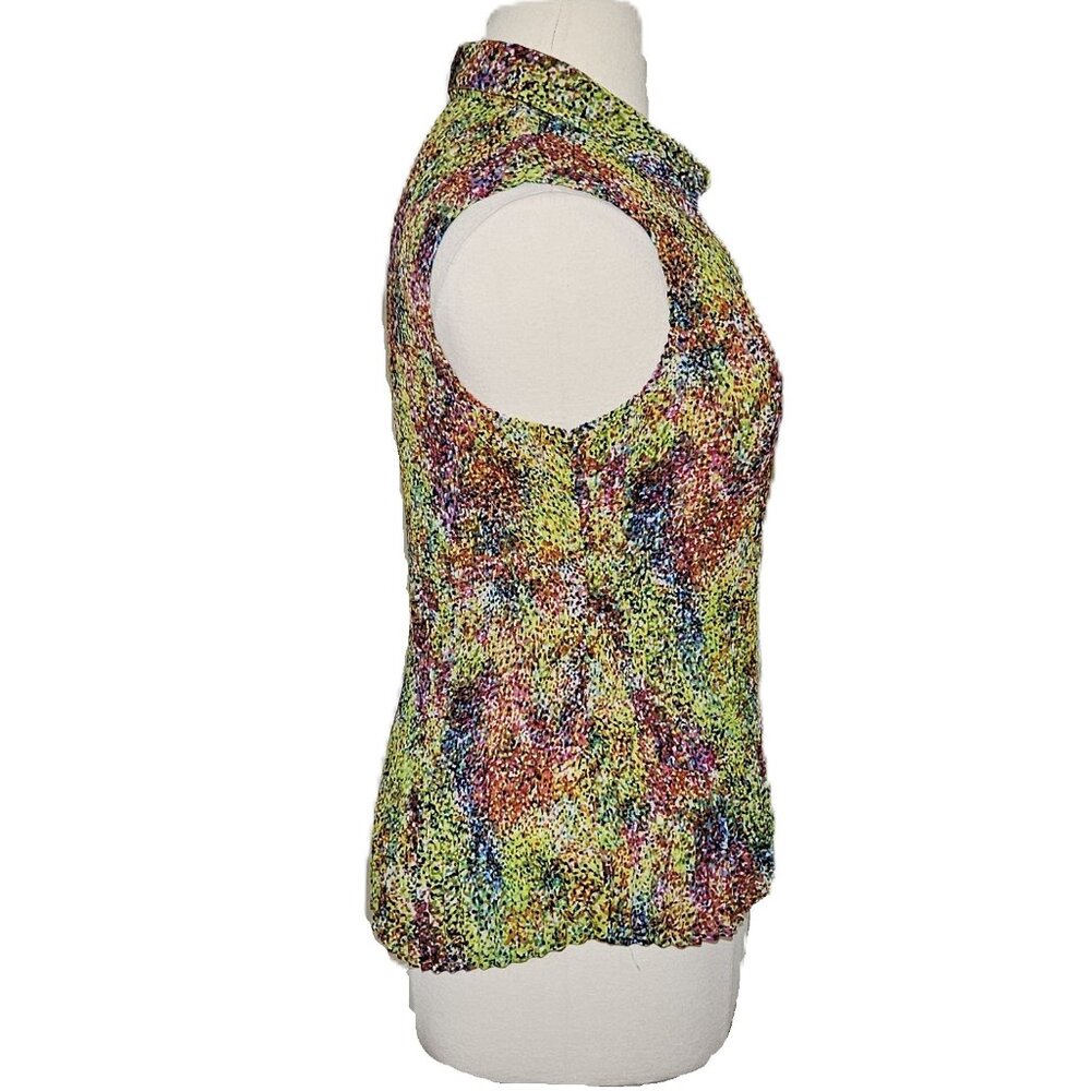 Woman’s Essentials by Milano Colorful Sleeveless Button Down Blouse 1X Like New! - Picture 4 of 15